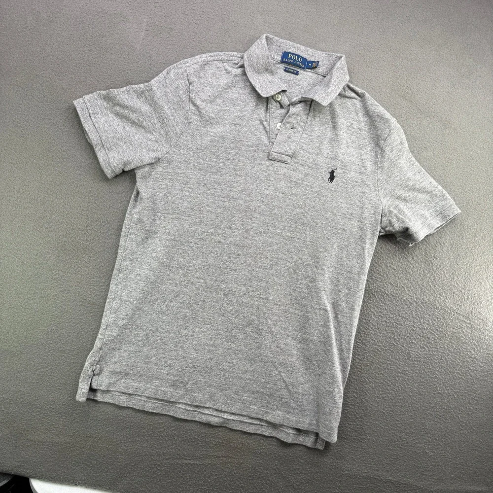 Polo Ralph‎ Lauren Polo Men M Gray Classic Fit Short Sleeve Pony Logo Essential